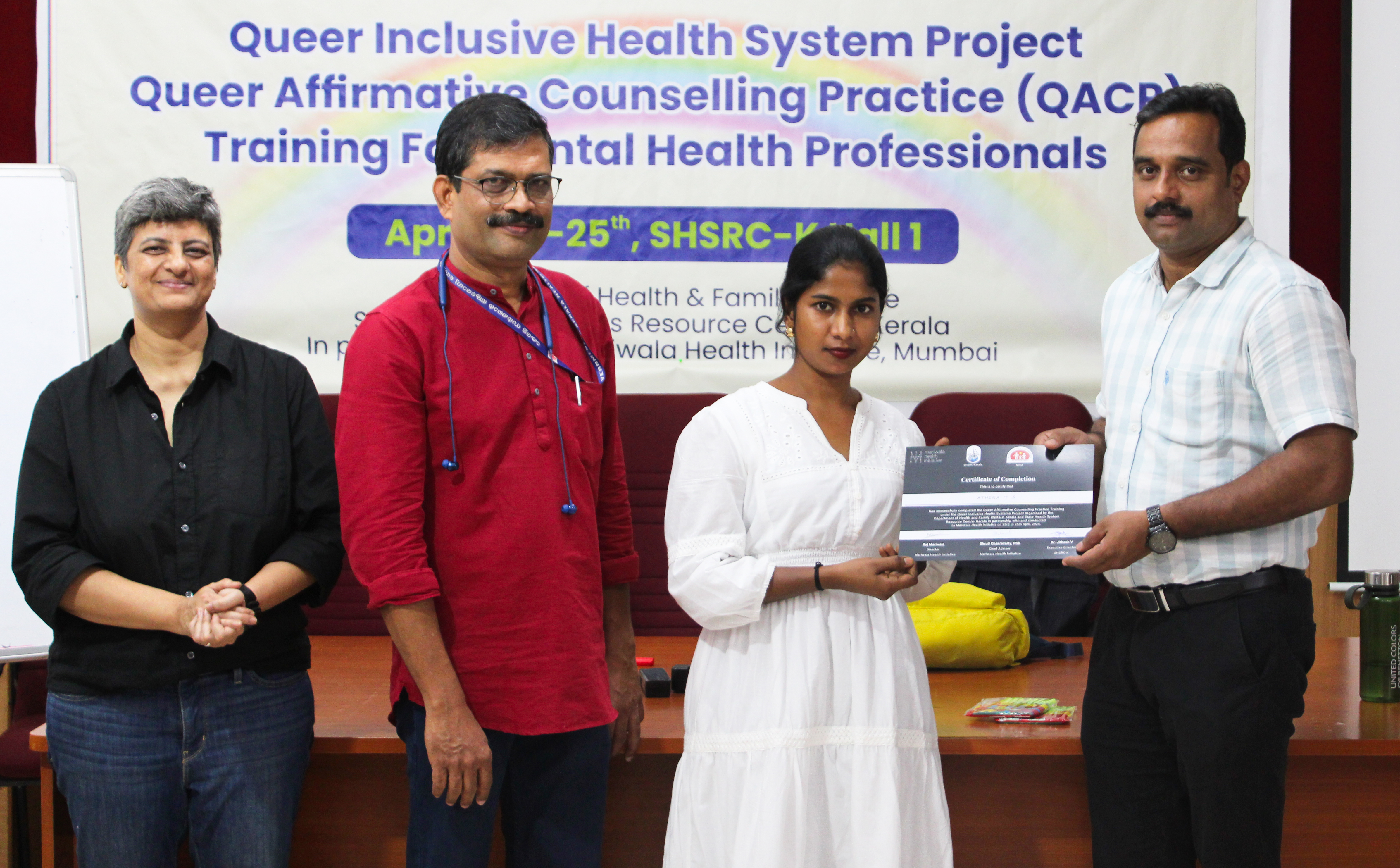 Three-day training workshop on Queer Affirmative Counselling Practices (QACP) for mental health professionals as part of the Queer Inclusive Health System (QIHS) initiative.